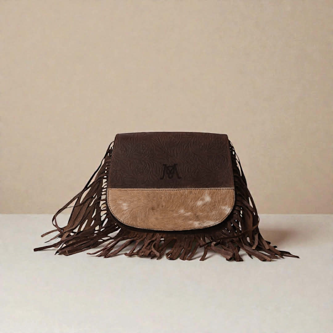 Bolsa Montellano Flecos Pelo/Piel Cincelada Café
