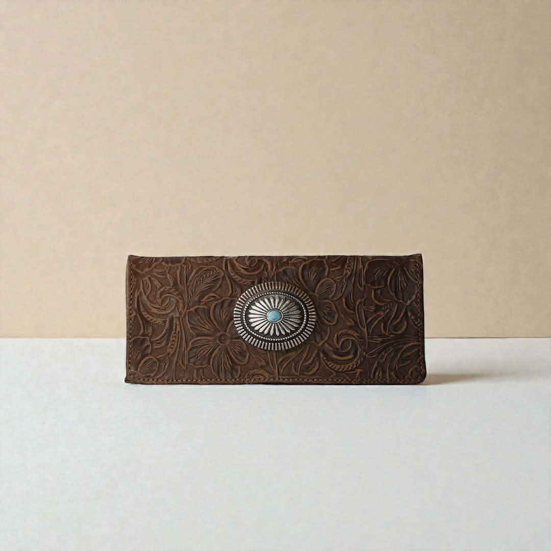 Cartera Montellano Piel Cincelada Concho Café Claro