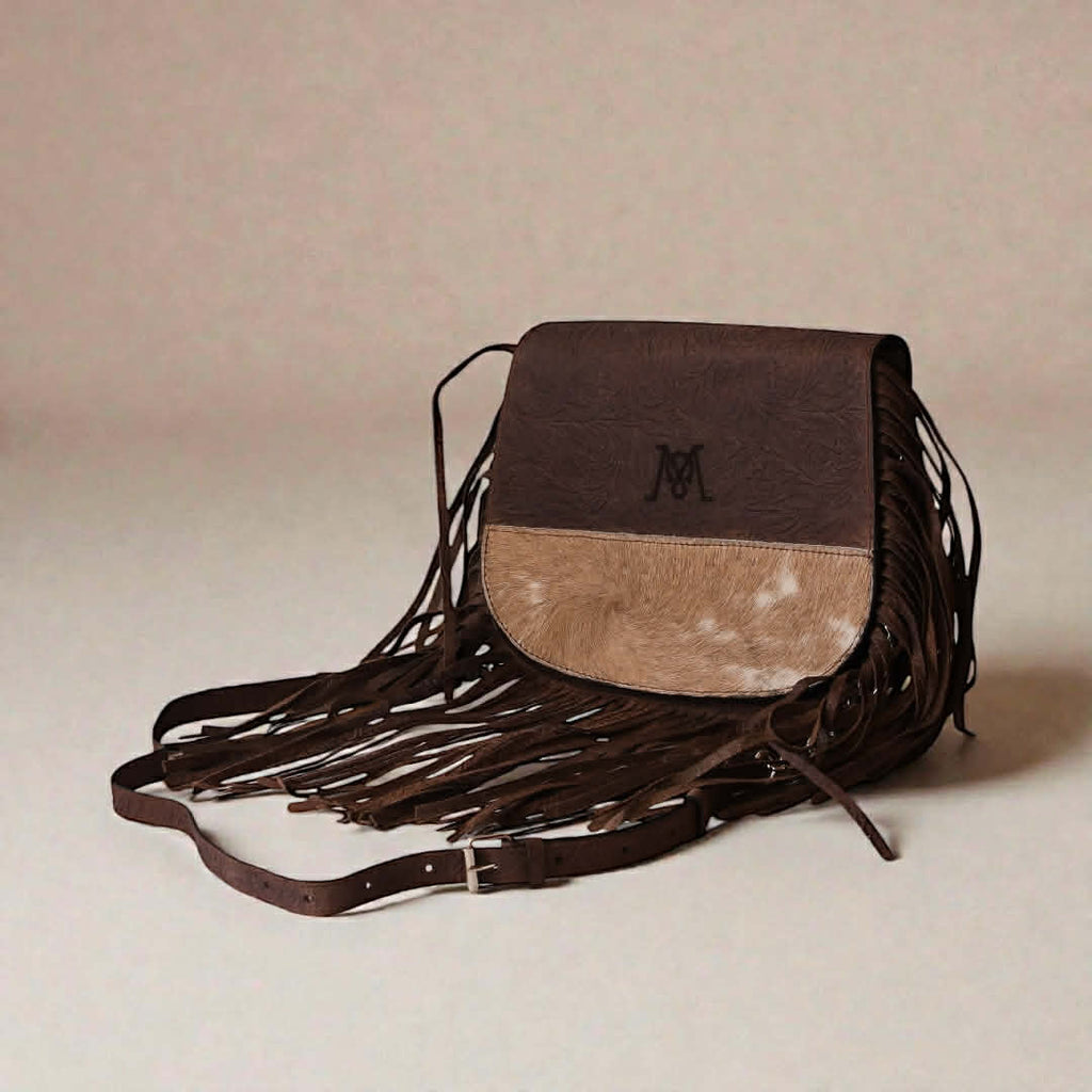 Bolsa Montellano Flecos Pelo/Piel Cincelada Café