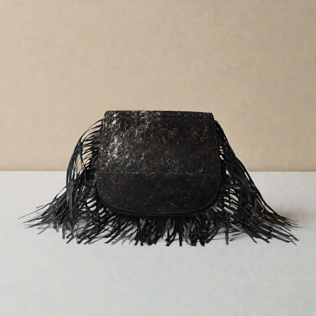 Bolsa Montellano Flecos Pelo Negro