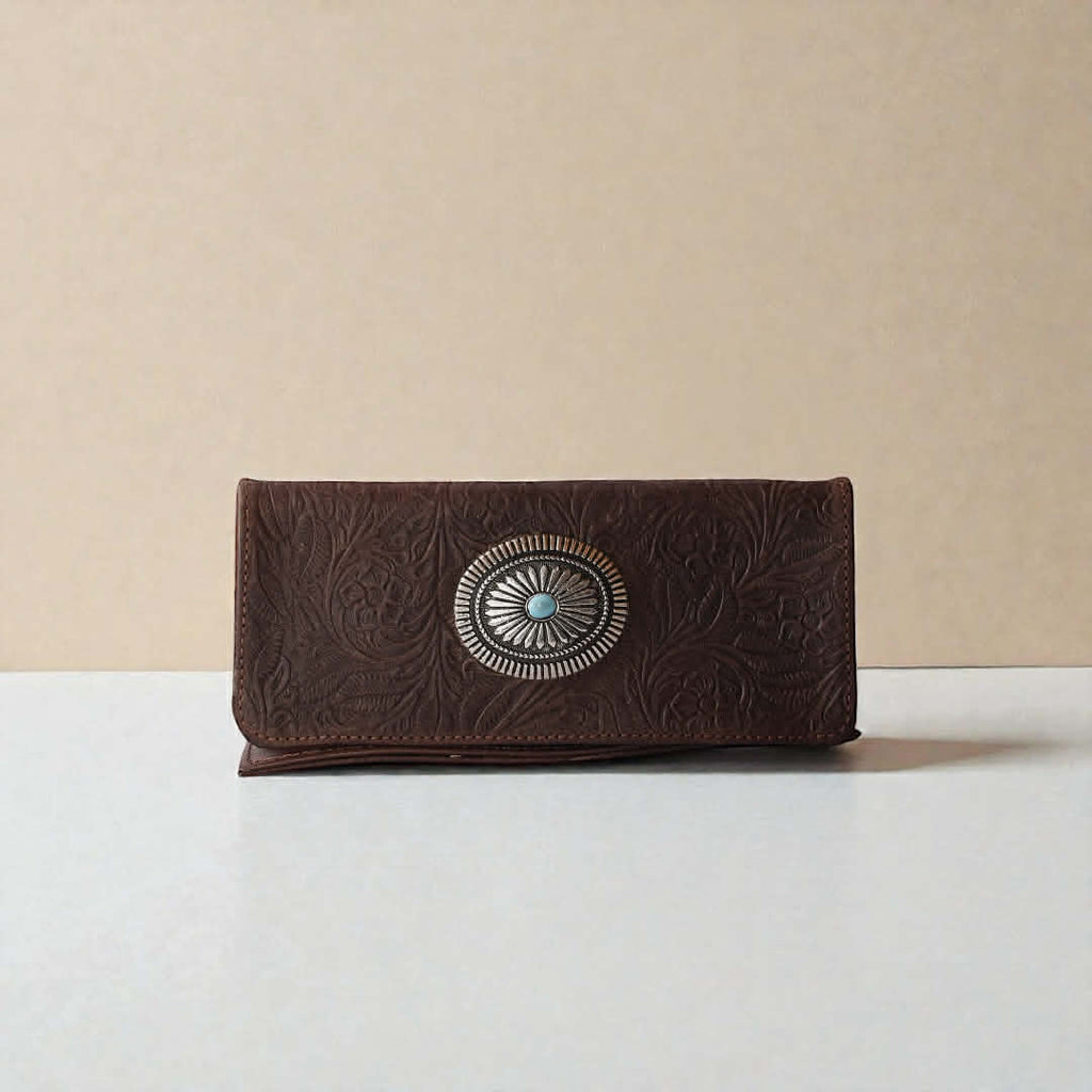 Cartera Montellano Piel Cincelada Concho Café