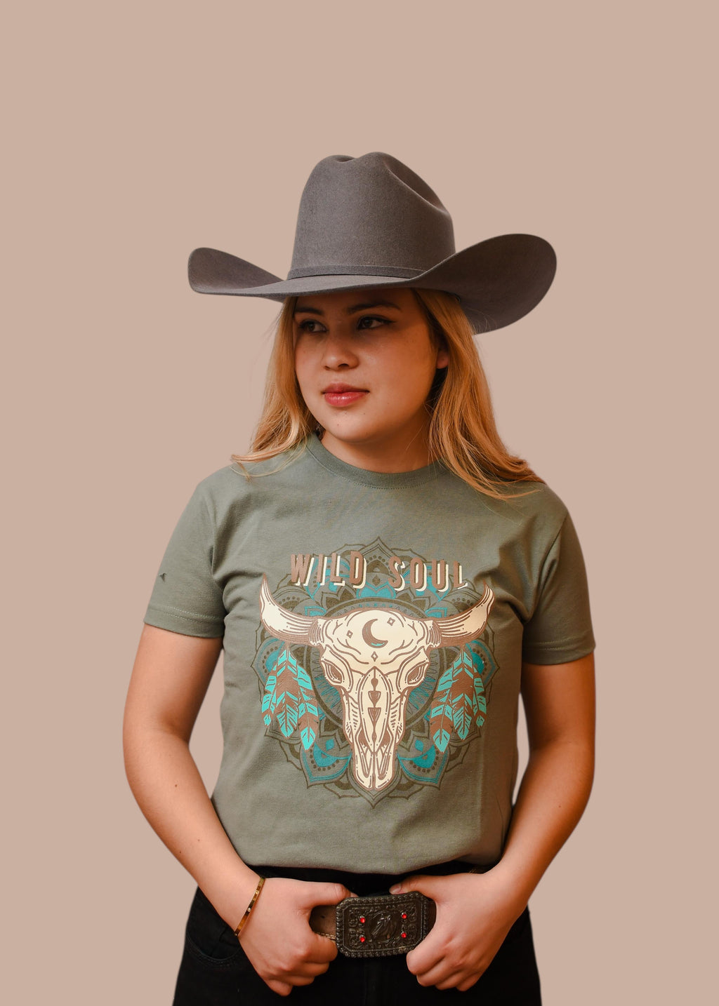 Playera TNT WEST Cráneo DPL010 Verde Dama