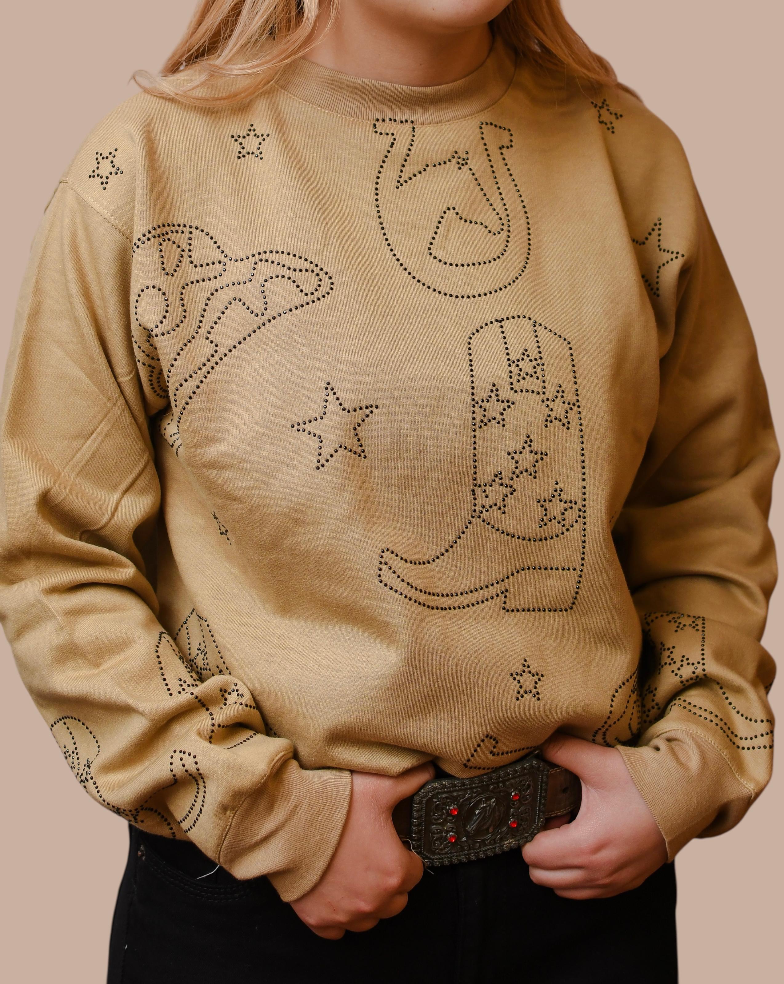 Sudadera Cactus Brand Pedrería Caqui Dama