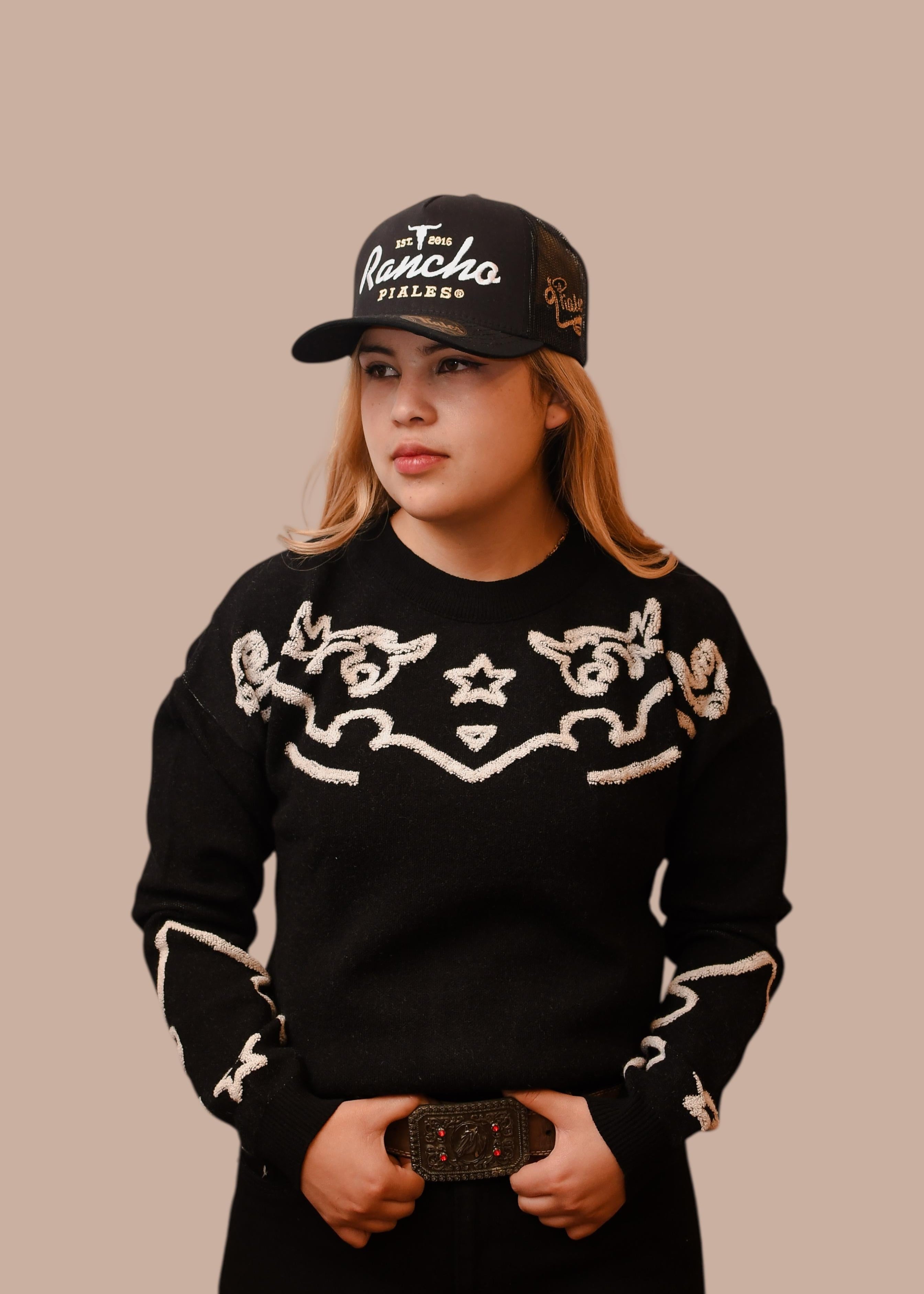 Suéter Cactus Brand Diseño Negro Dama