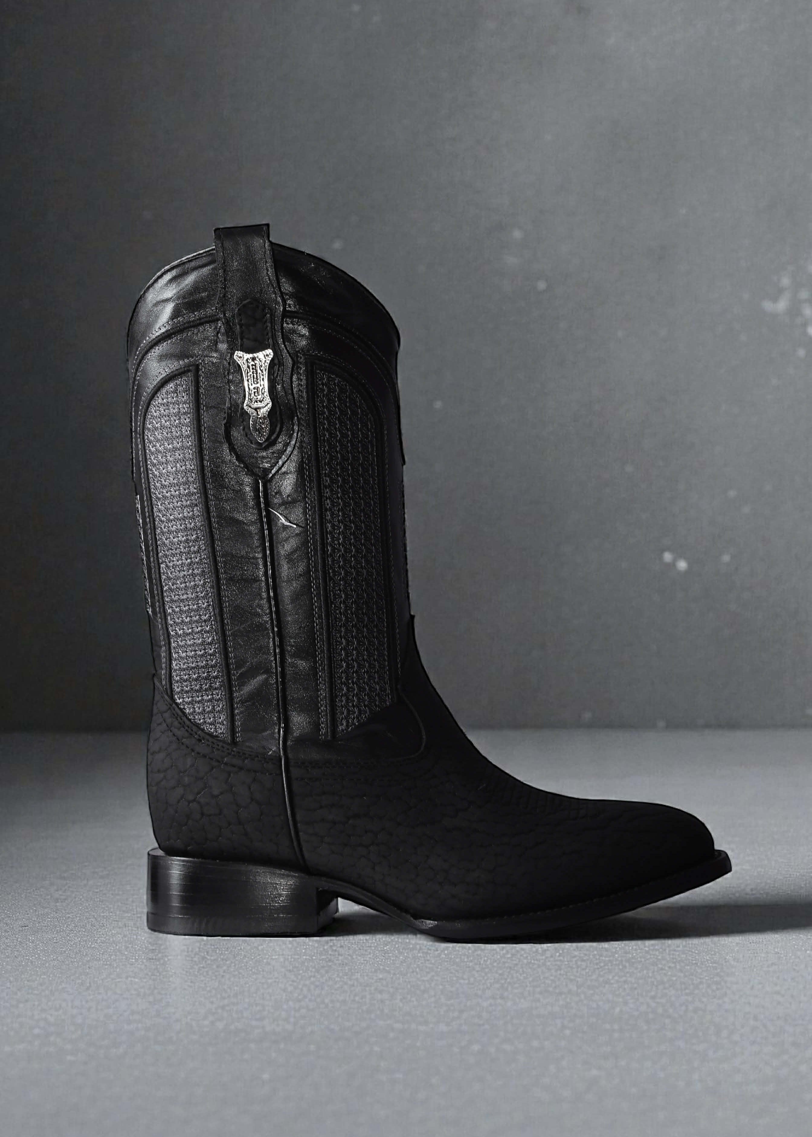 Bota OLD Oval Cuello de Toro Negro Caballero