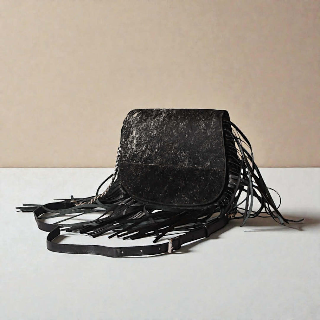 Bolsa Montellano Flecos Pelo Negro